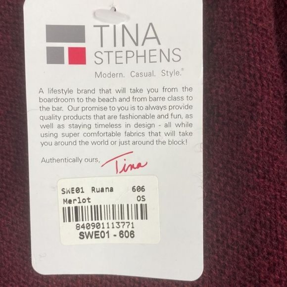Tees by Tina Cashmere Merlot Knit Wrap One Size NWT - Picture 2 of 2